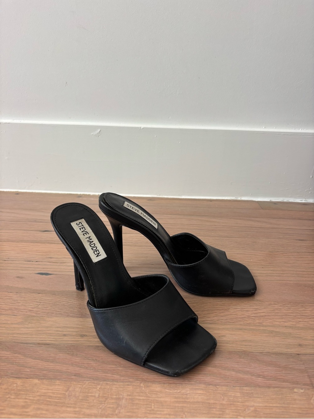 Steve Madden Black Open-Toe Mule Heels